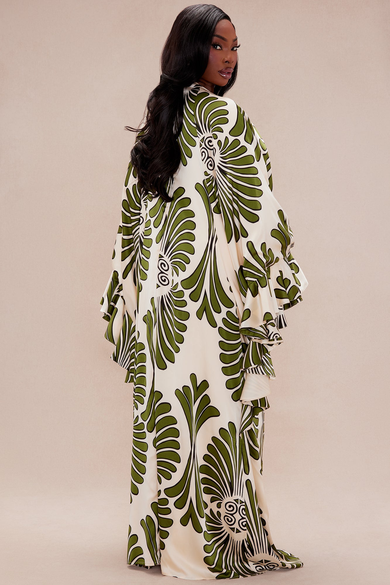 All Inclusive Satin Kaftan Dress - Cream/combo