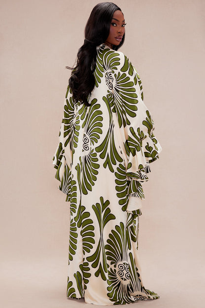 All Inclusive Satin Kaftan Dress - Cream/combo