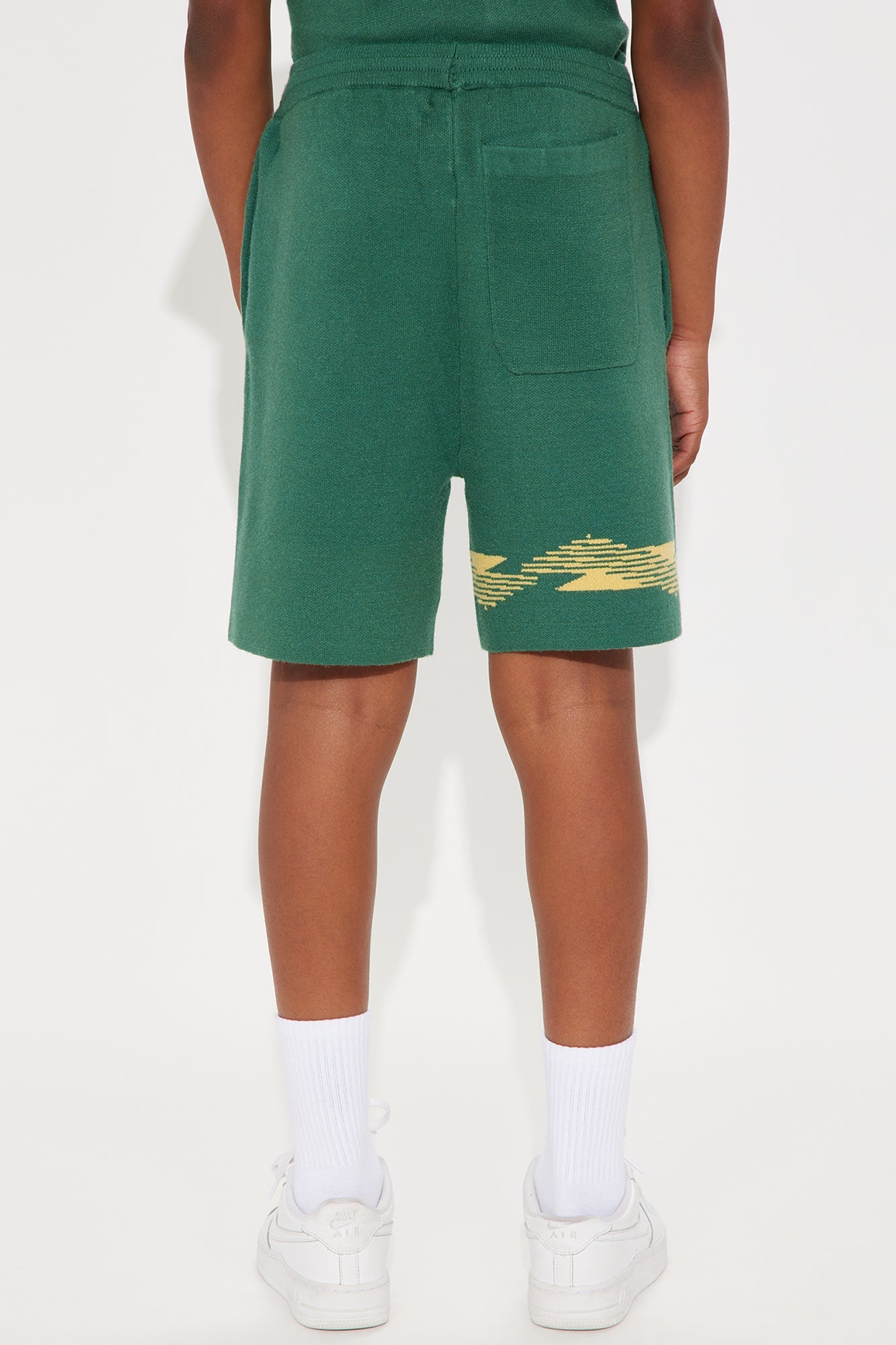 Mini Dragon Palm Knitted Relaxed Shorts - Green/combo