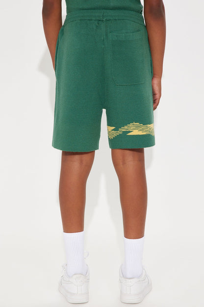 Mini Dragon Palm Knitted Relaxed Shorts - Green/combo
