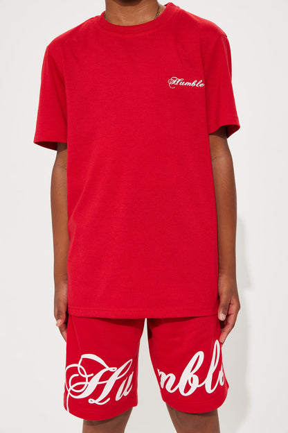 Mini Staying Humble Short Set - Red