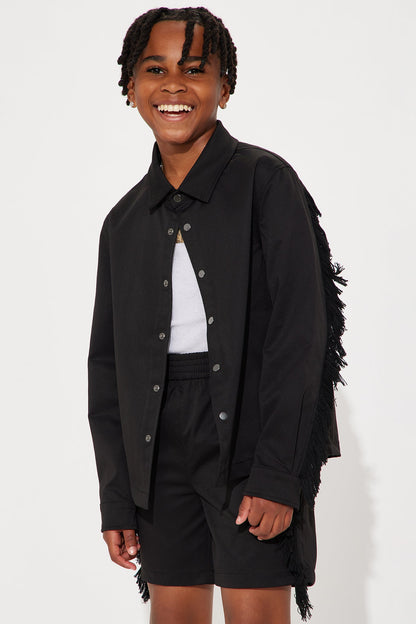 Mini Nowhere Frayed Overshirt - Black