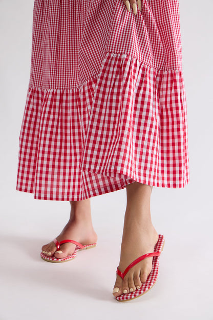 Malibu Picnic Flip Flops - Red/combo