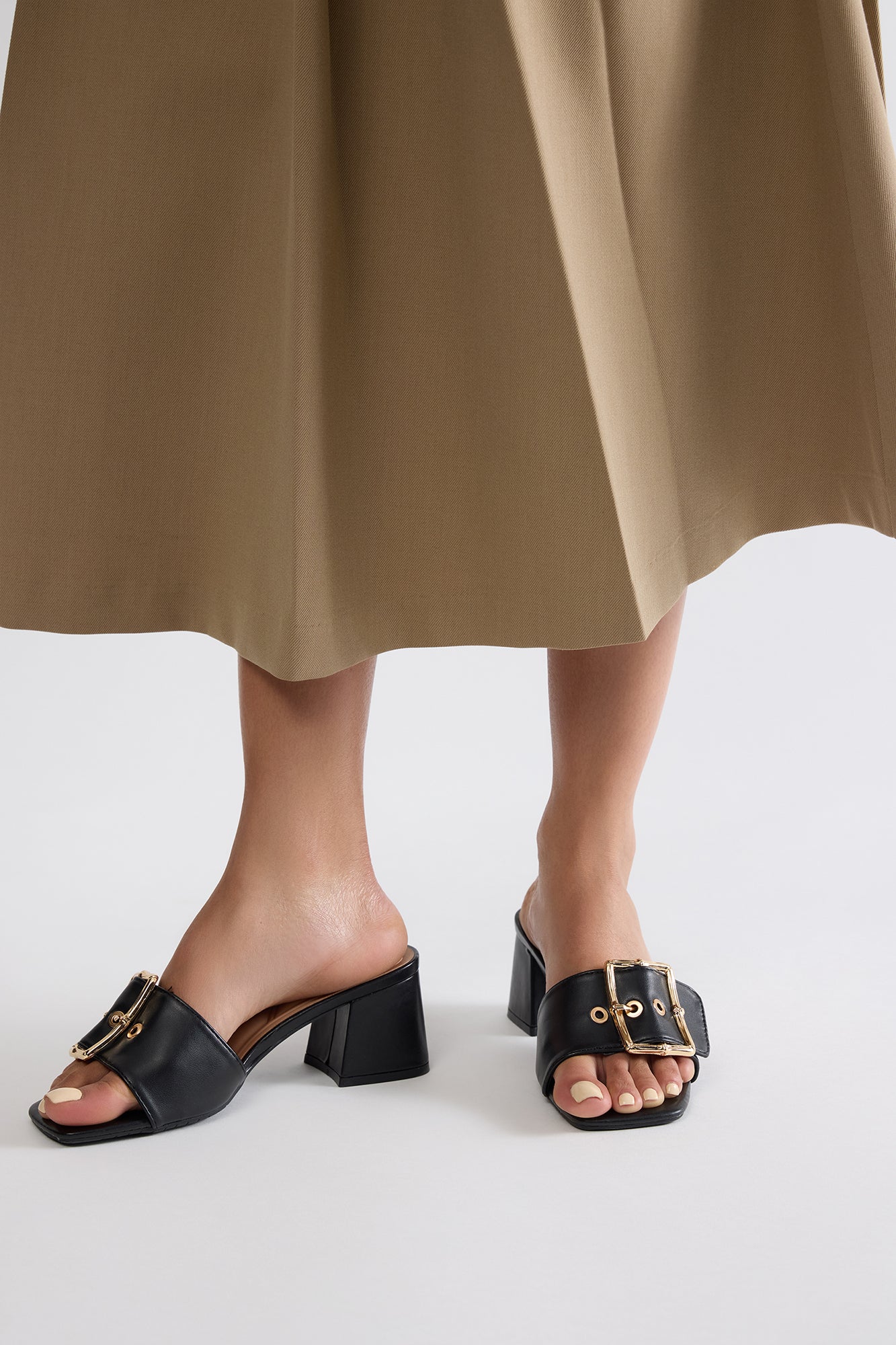 Sedna Buckle Mules - Black