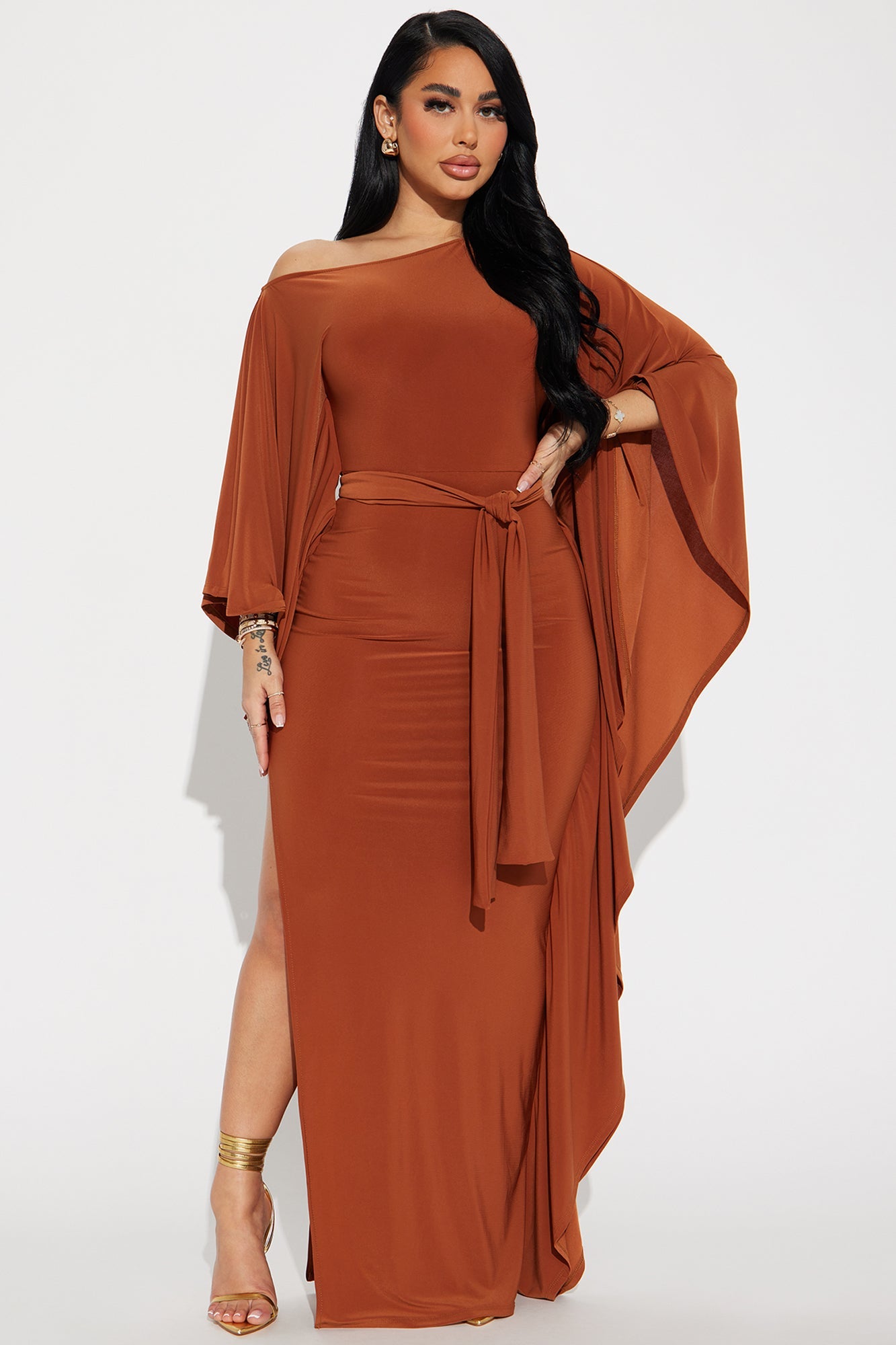 Ivy Draped Maxi Dress - Copper