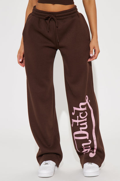 Von Dutch Washed Wide Leg Pant - Brown