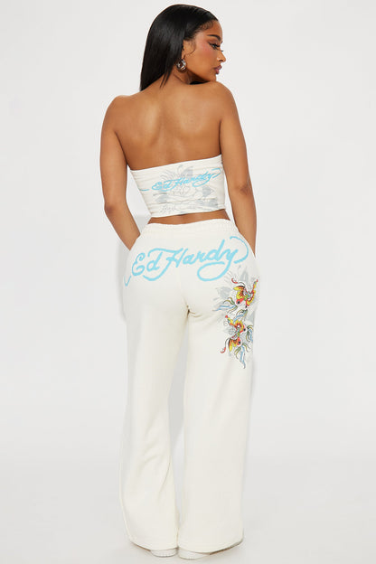 Ed Hardy Butterfly Tube Top Pant Set - Ivory