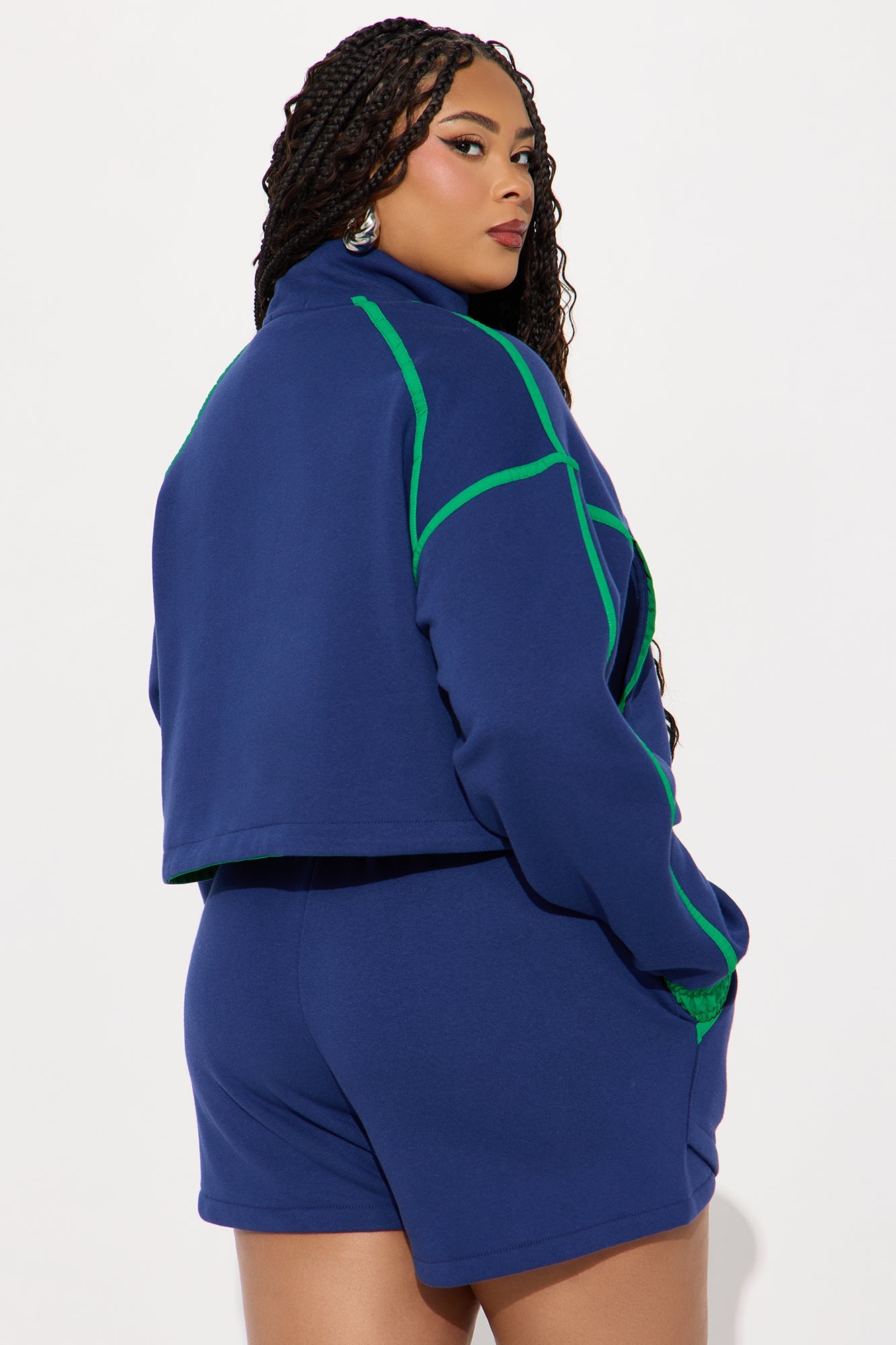 Callie Fleece Short Set - Navy/combo