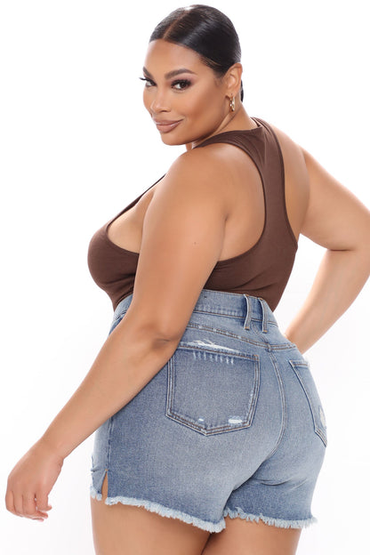 Divine Basic Tank Bodysuit - Chocolate