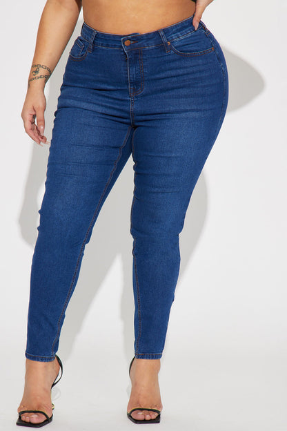 Vibe Check Curvy Stretch Skinny Jeans - Dark Wash