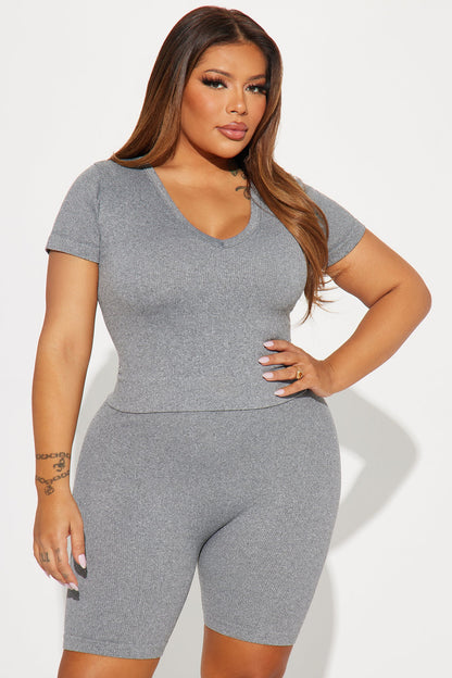Alisa Seamless Short Set - Grey
