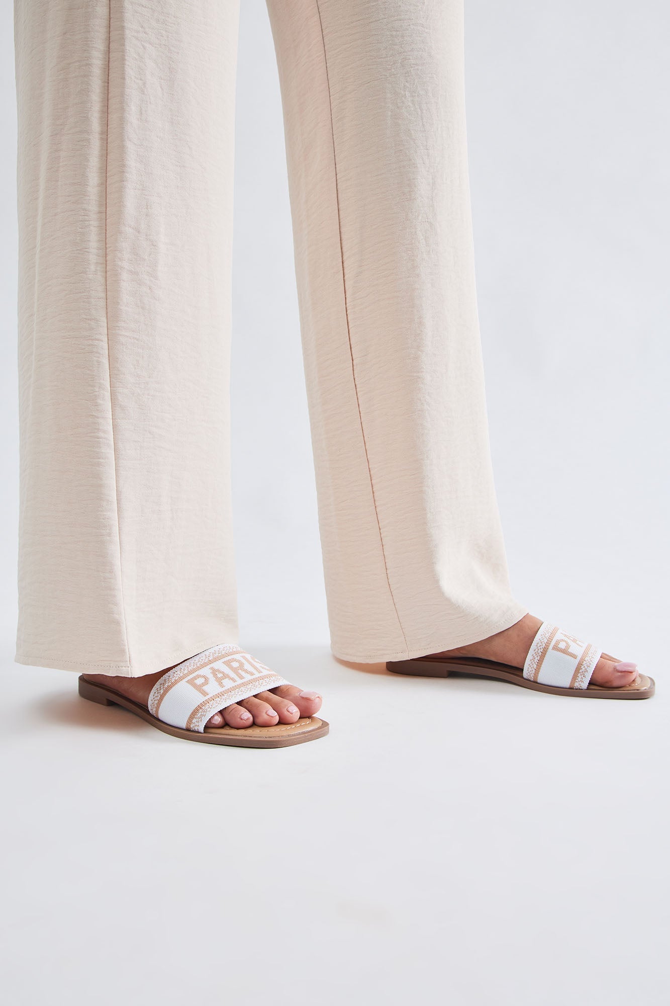Love A Little Paris Flat Sandals - White