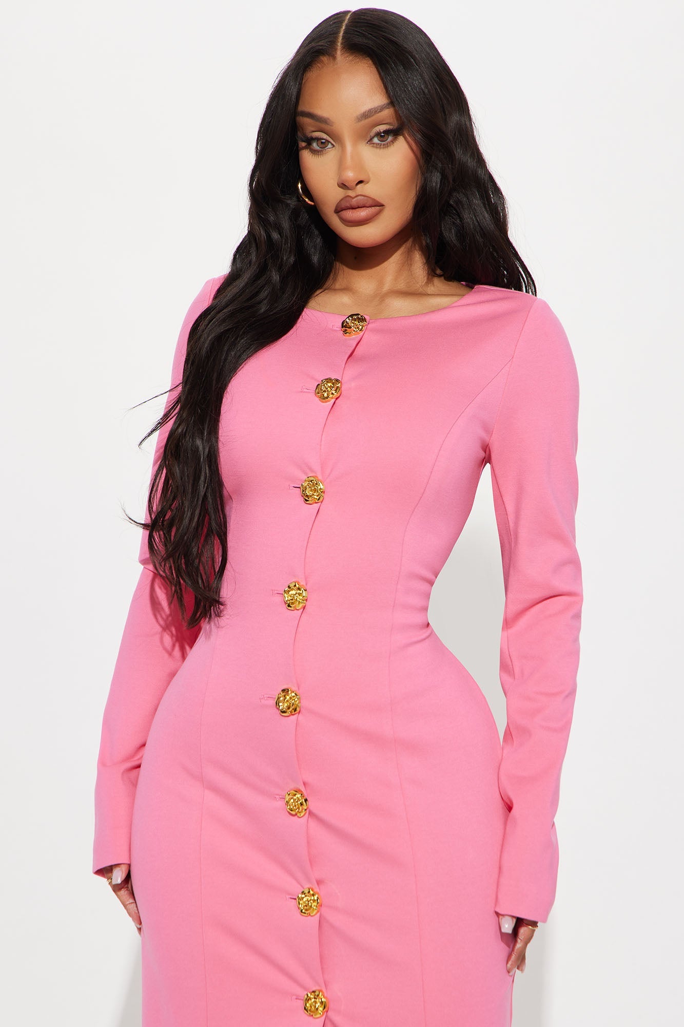 The Carla Body Sculpting Midi Dress - Pink