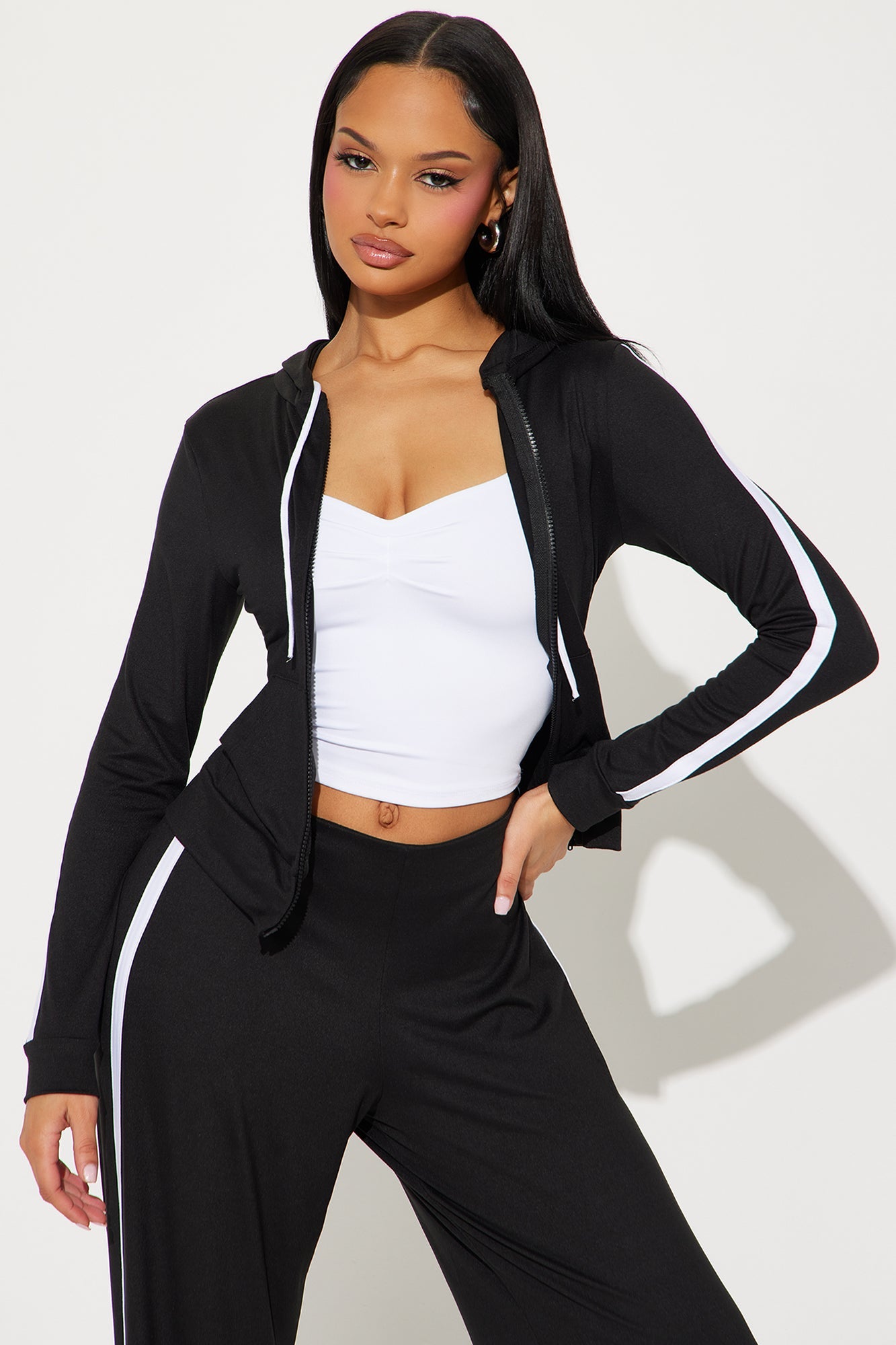 Tennis Courts Wide Leg Pant Set - Black