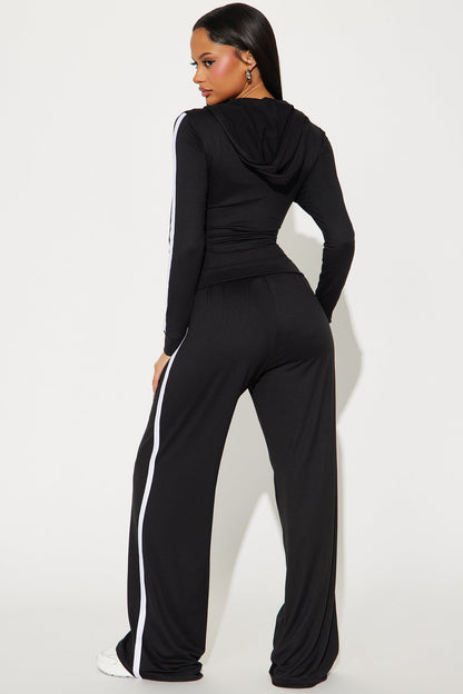Tennis Courts Wide Leg Pant Set - Black