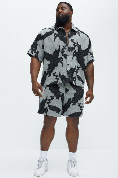 Inkblot Button Up Shirt - Black/combo