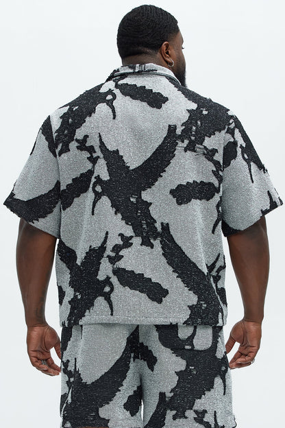 Inkblot Button Up Shirt - Black/combo