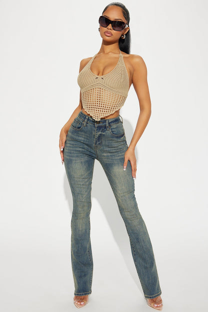 Beach Babe Crochet Halter Top - Tan
