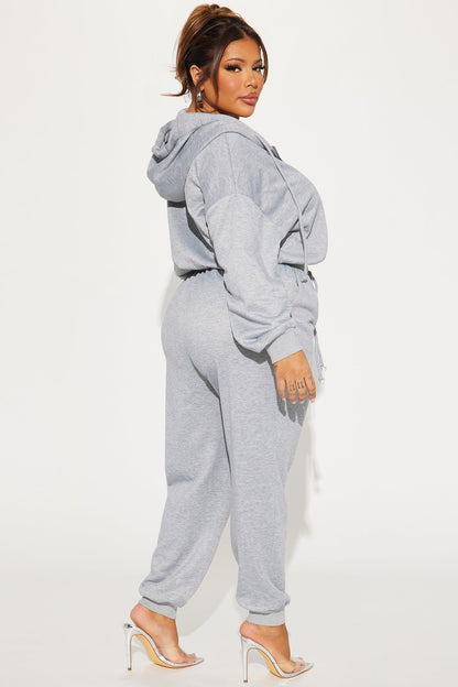 Stella Cinched Waist Sweat Jumpsuit - Heather Grey