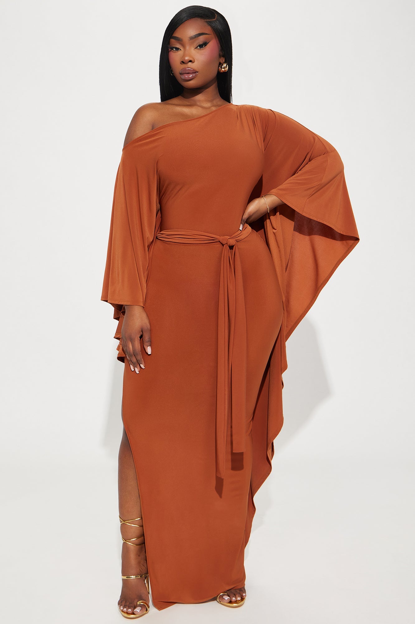 Ivy Draped Maxi Dress - Copper