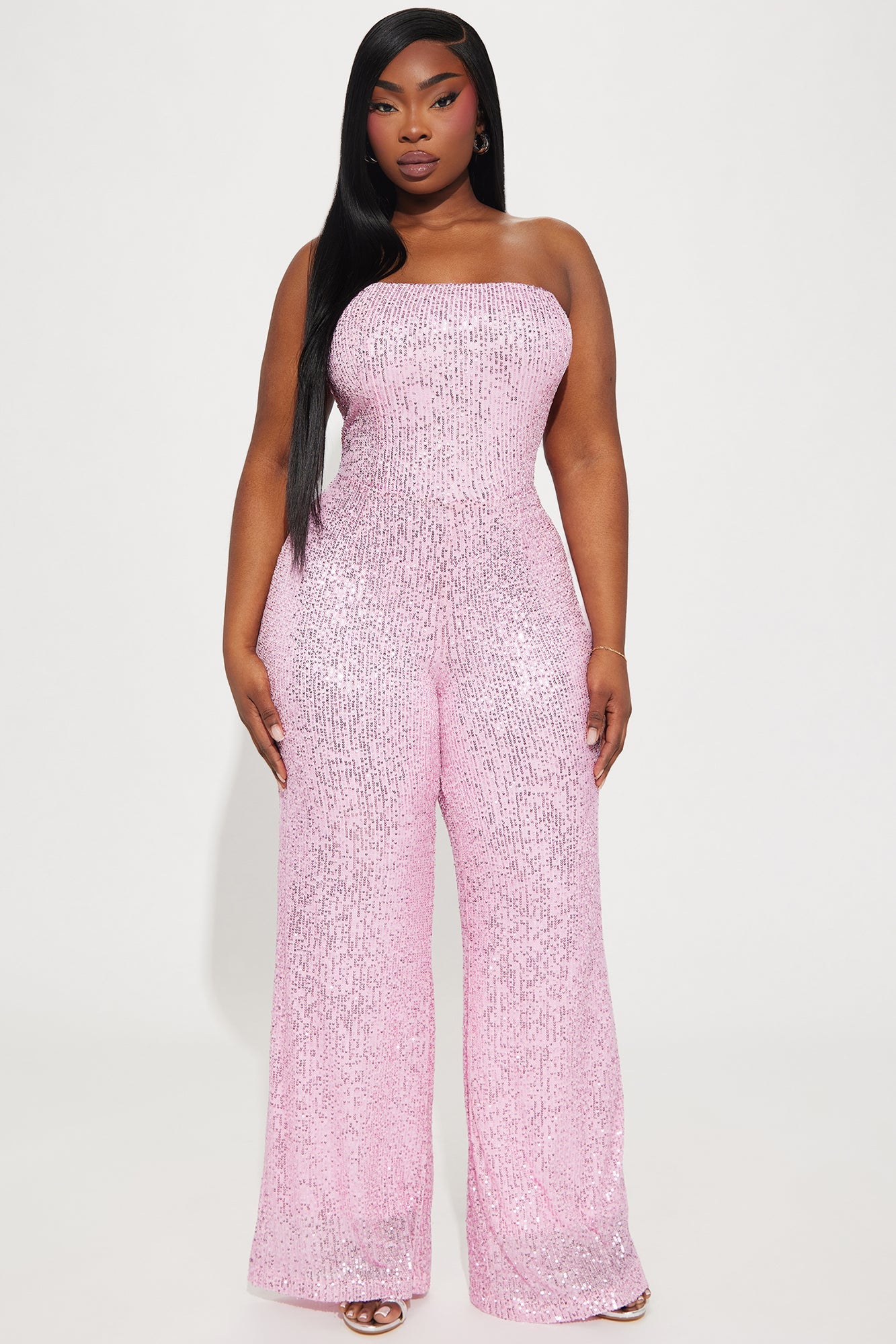 Lets Sparkle On Sequin Jumpsuit - Pink