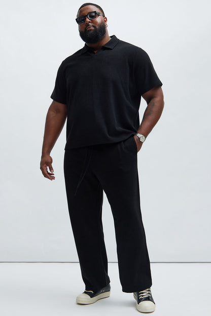 Cairo Textured Straight Pants - Black