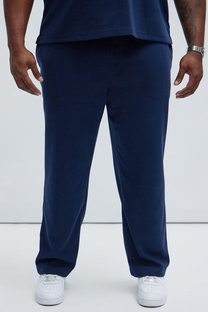 Cairo Textured Straight Pants - Navy