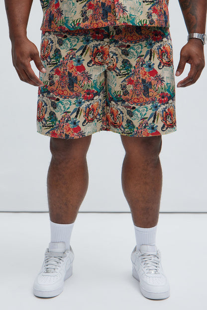 Ansel Tapestry Relaxed Shorts - Multi Color