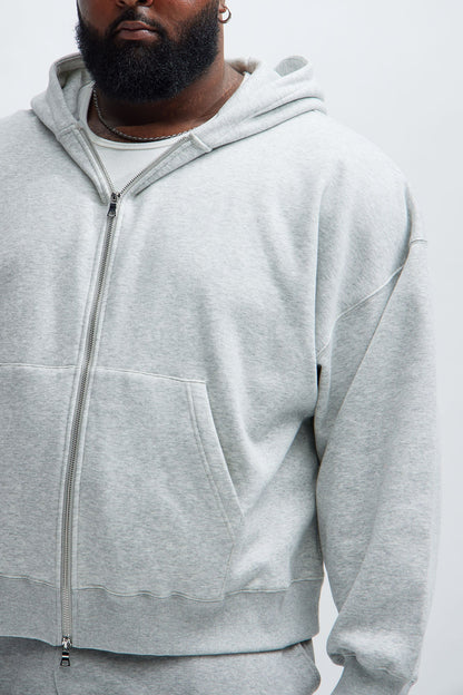 Tyson Oversized Heavyweight Zip Up - Heather Grey