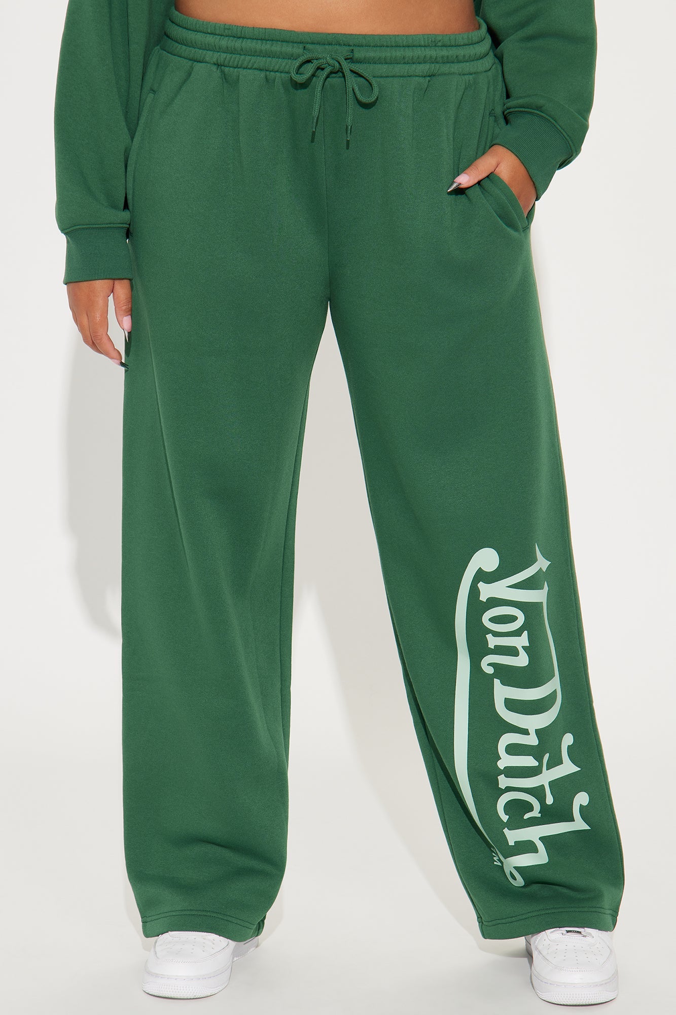 Von Dutch Distressed Wide Leg Pant - Hunter Green