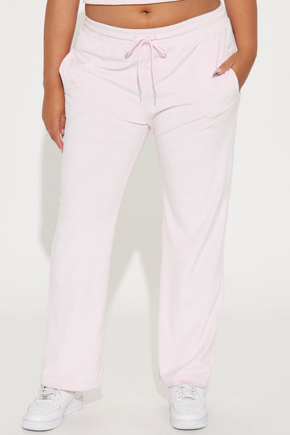 Von Dutch Velour Wide Leg Pant - Light Pink