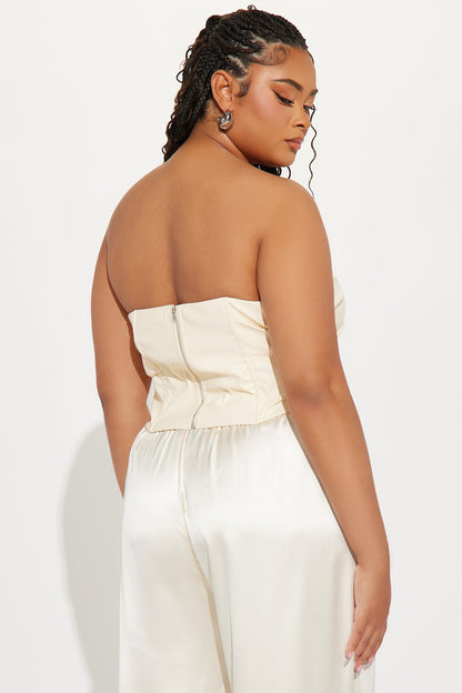 Catching Looks Faux Leather Top - Cream