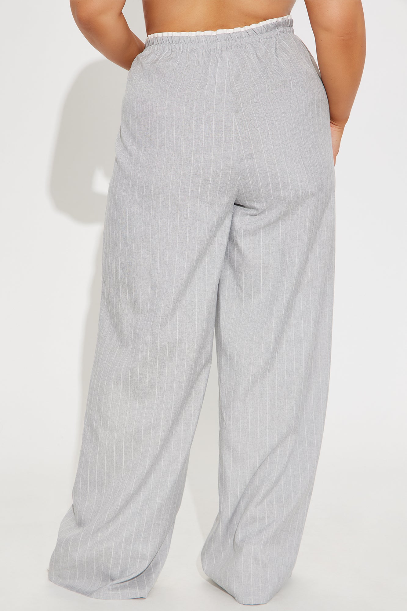 Nolan Pinstripe Double Waistband Pant - Grey