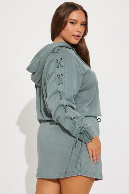 Mia French Terry Mini Skirt Set - Sage