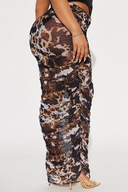Chasing You Mesh Maxi Skirt - Brown/combo