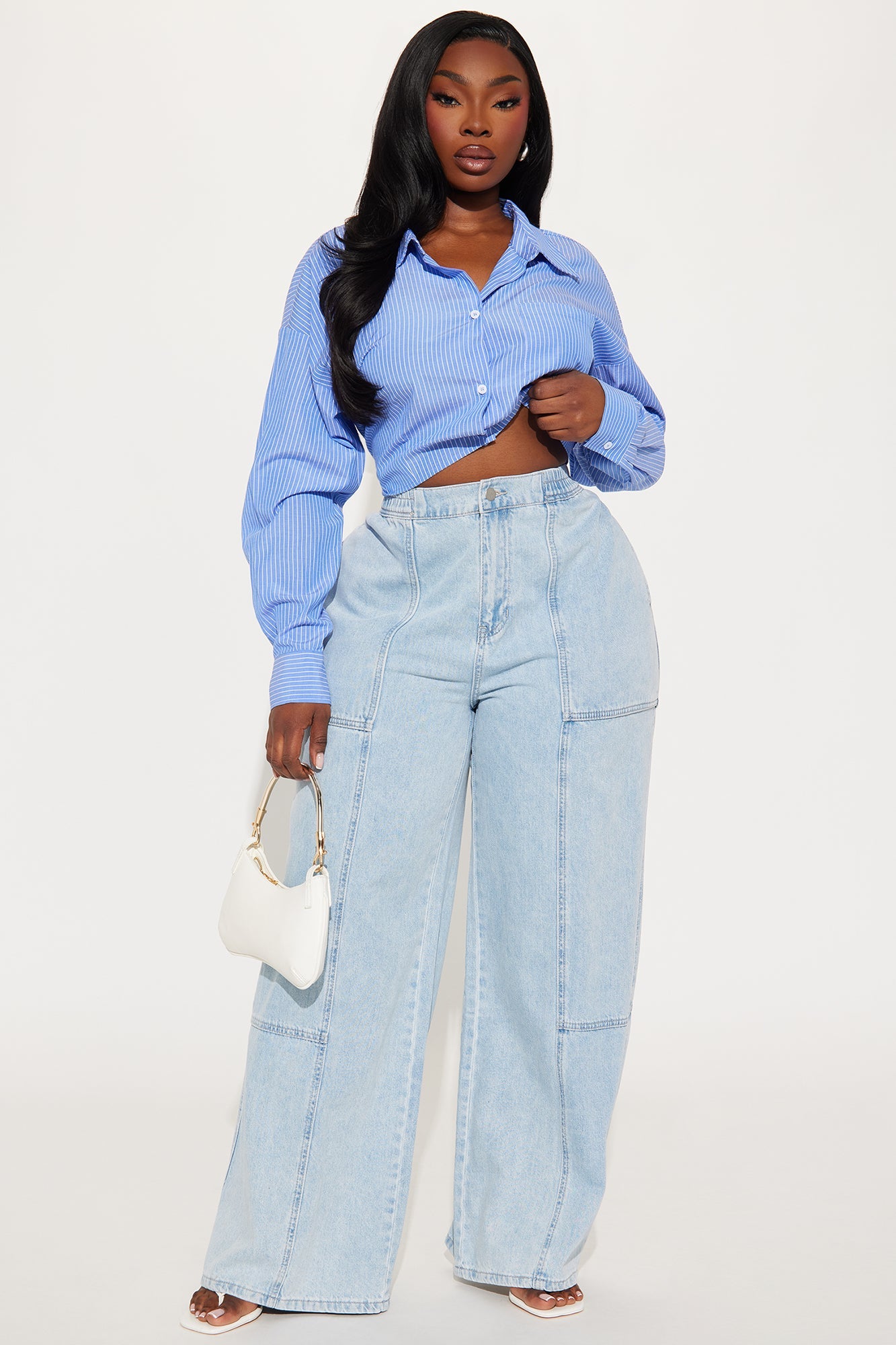 Naya Chambray Wide Leg Jean - Vintage Wash