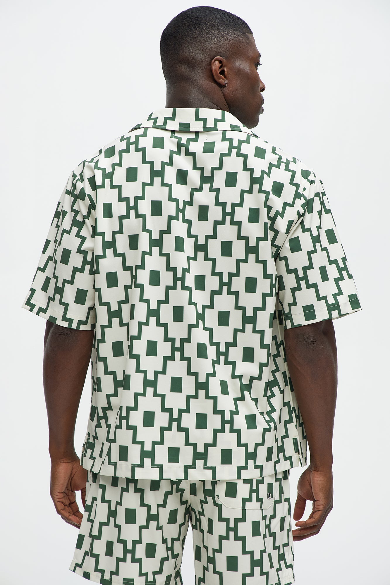 Mosaic Printed Cuban Shirt - Cream/combo