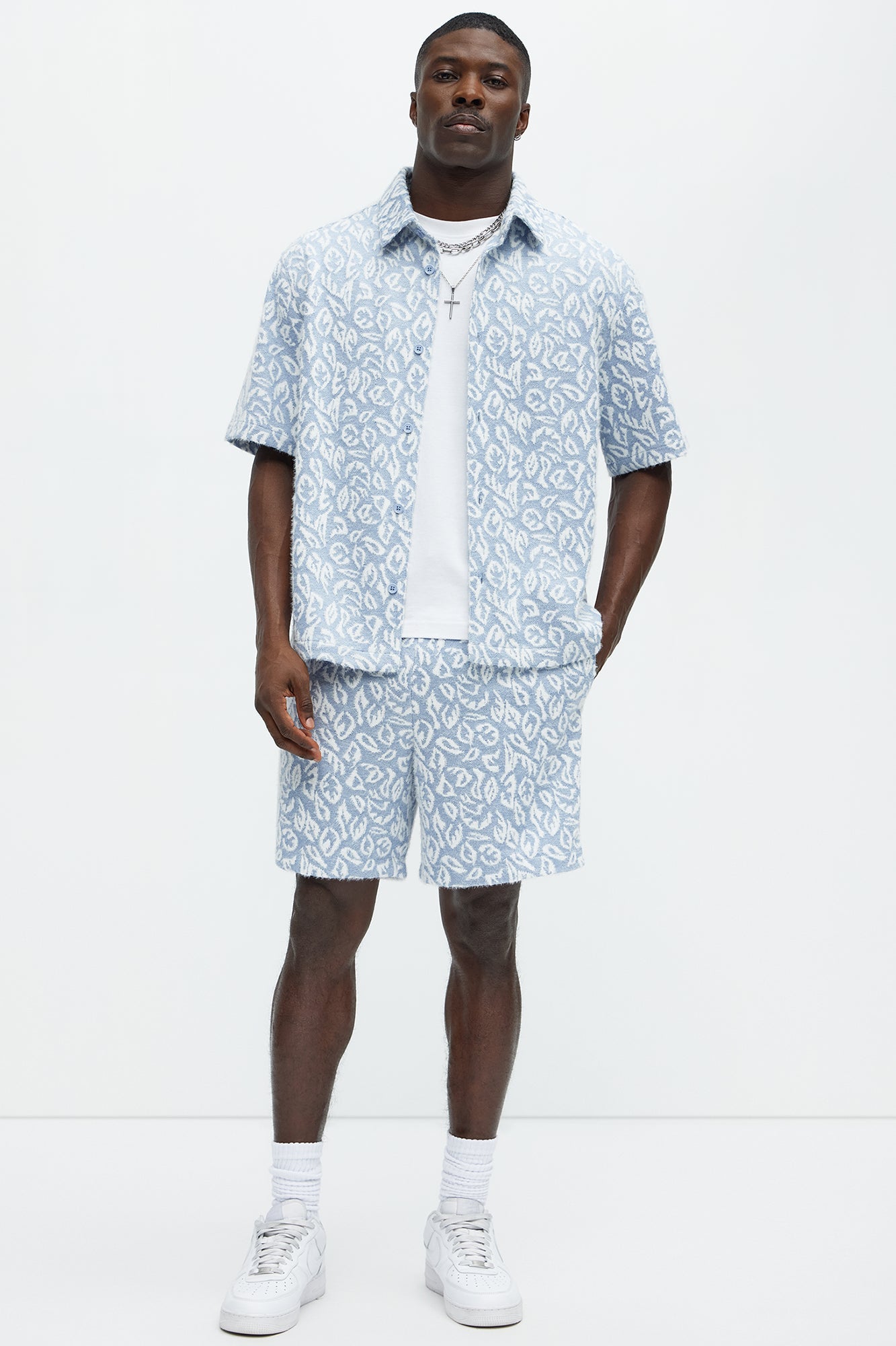 Jacquard Foliage Shorts - Blue/combo