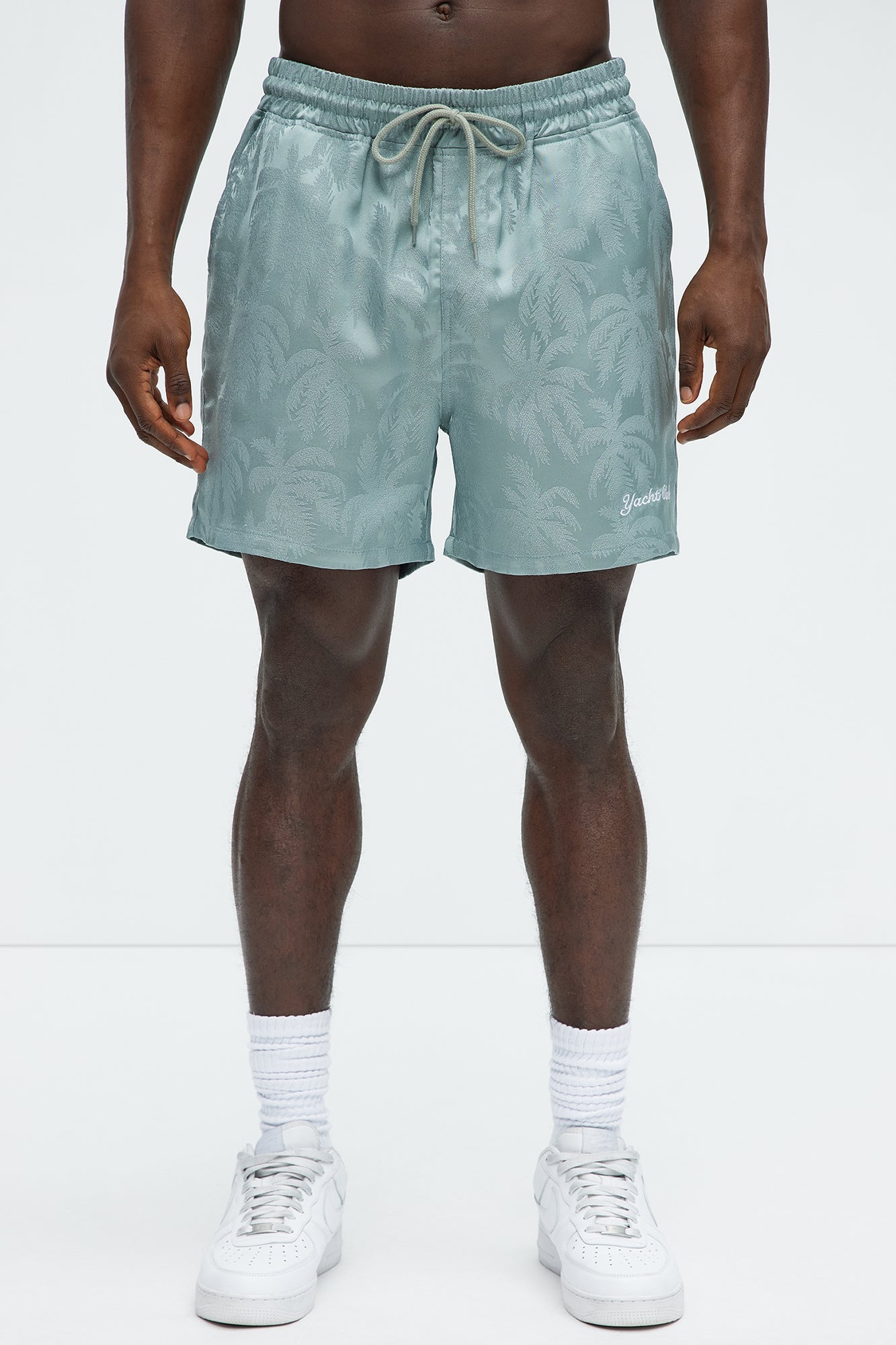 Palm Trees Jacquard Relaxed Shorts - Green