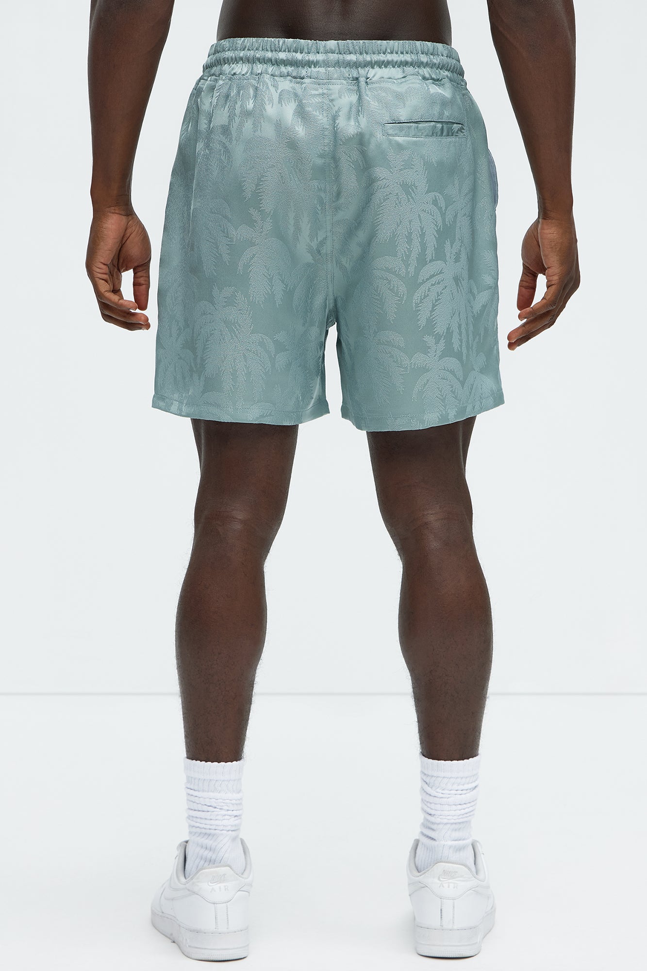 Palm Trees Jacquard Relaxed Shorts - Green