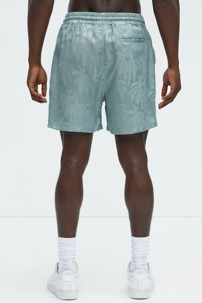 Palm Trees Jacquard Relaxed Shorts - Green