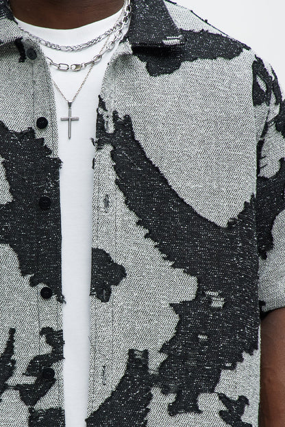 Inkblot Button Up Shirt - Black/combo