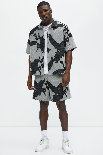 Inkblot Textured Shorts - Black/combo