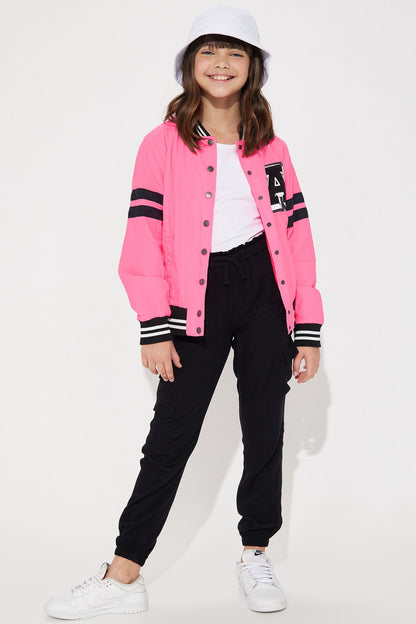 Mini A Lister Varsity Jacket - Neon Pink