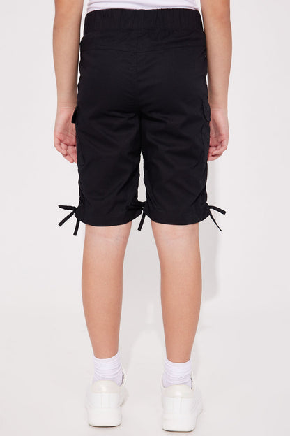 Mini Twill Cargo Bermuda Shorts - Black