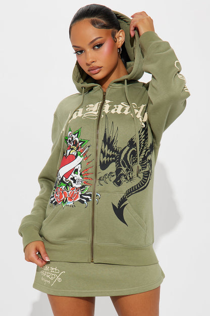 Ed Hardy Heart Of Roses Skirt Set - Sage