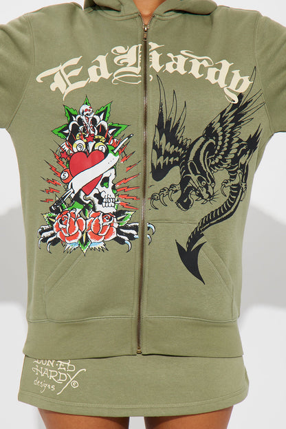 Ed Hardy Heart Of Roses Skirt Set - Sage