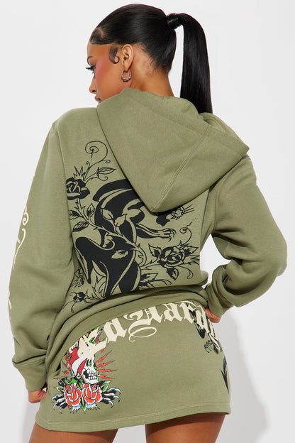 Ed Hardy Heart Of Roses Skirt Set - Sage