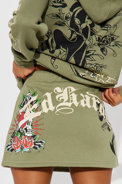 Ed Hardy Heart Of Roses Skirt Set - Sage