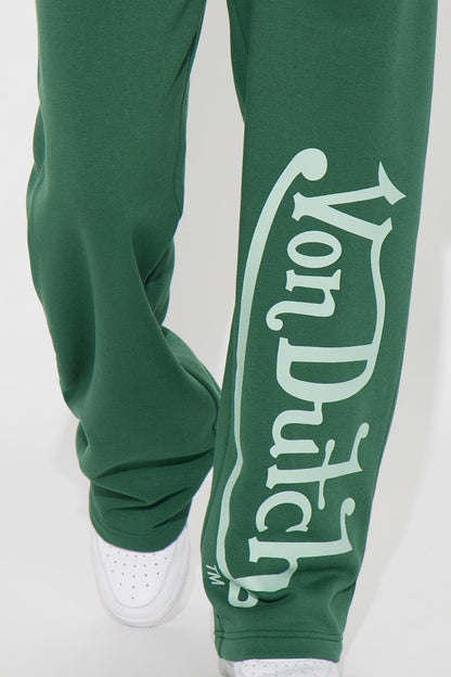 Von Dutch Distressed Wide Leg Pant - Hunter Green